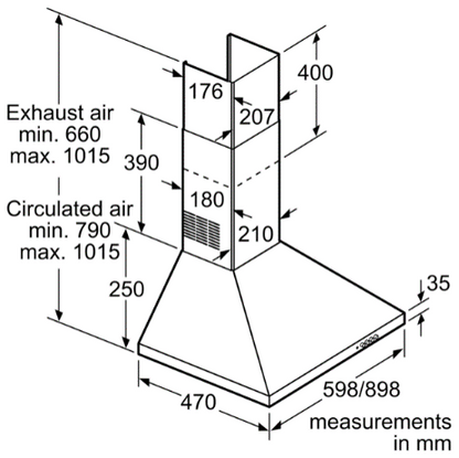 CM WALL MOUNT HOOD 60 / 90 CM - BUTTERFLY INOX