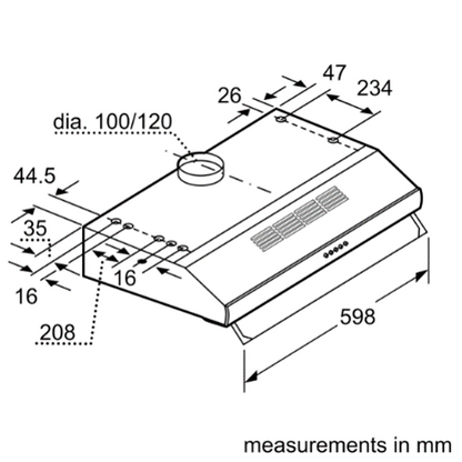 CM UNDER CABINET HOOD 60 CM - C3 PUSH BUTTON