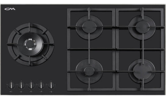 CM GAS ON GLASS HOB, CAST IRON PAN SUPPORT 90 CM - DIAMOND 90