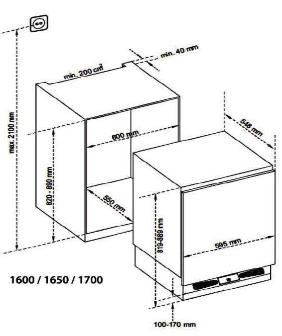 CM BUILT-IN REFRIGERATOR UNDER COUNTER - 1650