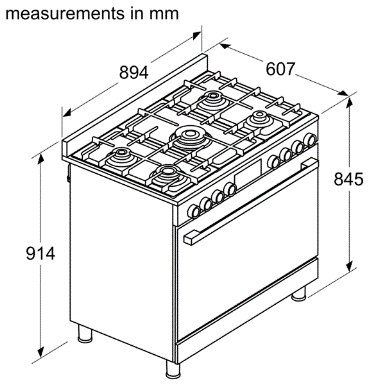 CM FREE STANDING GAS COOKER 90 X 60 CM- 90GG1XFS