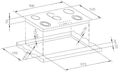 CM VITROCERAMIC HOB 90 CM - HI LITE 90