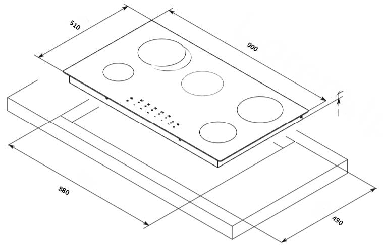 CM VITROCERAMIC ELECTRIC HOB 90 CM - CASA 90