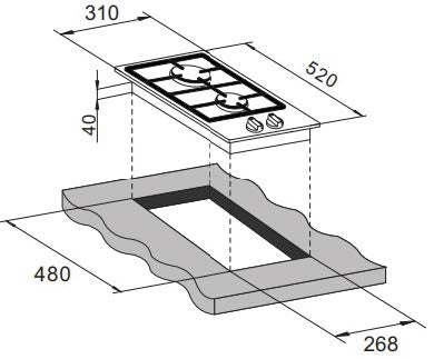 CM GAS HOB 30 CM - QUADRA 30 G