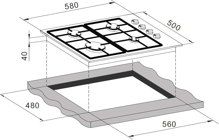 CM GAS HOB 60 CM - DELUX 60