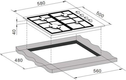 CM GAS HOB 60 CM - DELUX 60