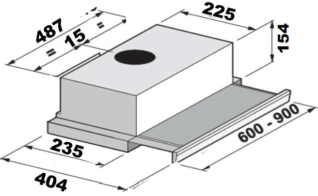 CM PULL OUT HOOD 60 / 90 CM - H604- 6PS / 9PS