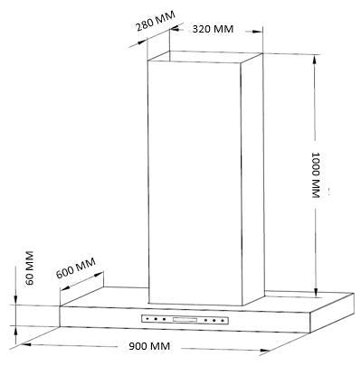 CM WALL MOUNT HOOD 90 CM - FLORENCE BLACK 90